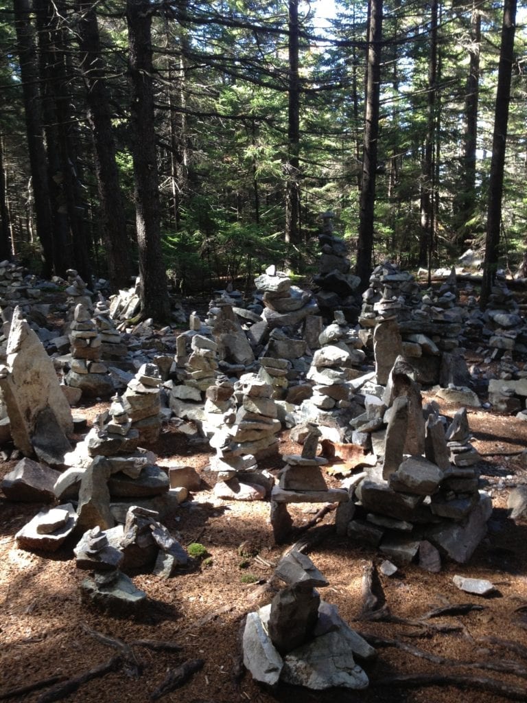 Rock cairns created by hikers on the AT.