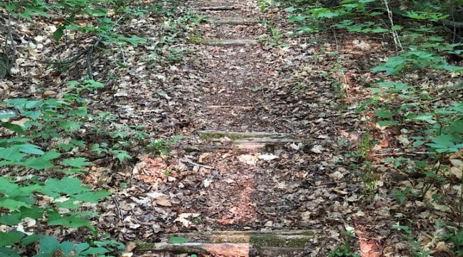 railroad ties on the wilderness trail