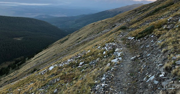 Early Morning Hike Descending from Sanford Saddle