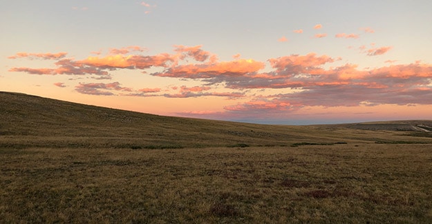 camp at sunset on snow mesa