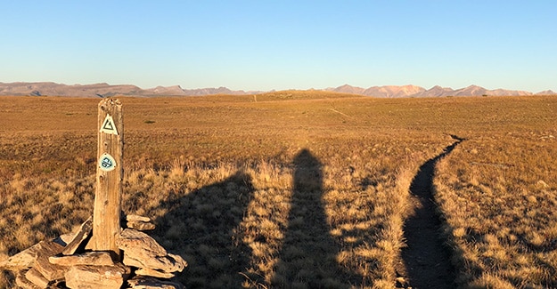 Colorado Trail Marker on Snow Mesa while backpacking