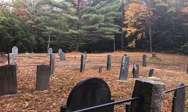 tombstones near northern terminus of trail