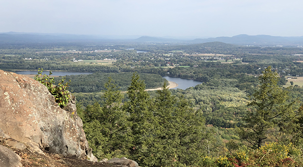 View of CT River from Norwottuck Mountain in Mass on the New England TRail