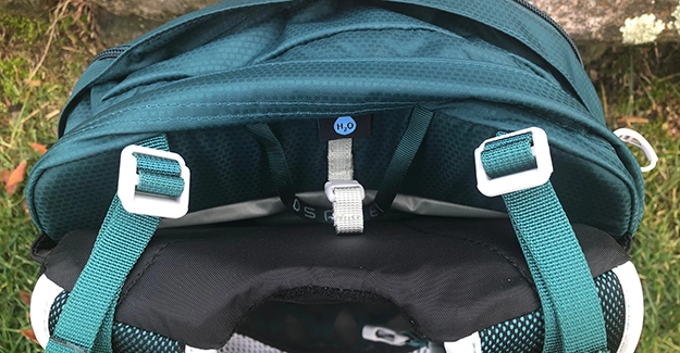 View of the hydration clip on the pack.