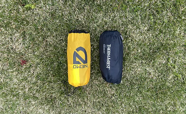 Thermarest X-Lite vs. Nemo Tensor Side by Side Comparison of Packed Sleeping Pads