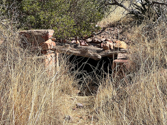 Old gold mine entrance in the Santa Rita mountains on the Arizona Trail.