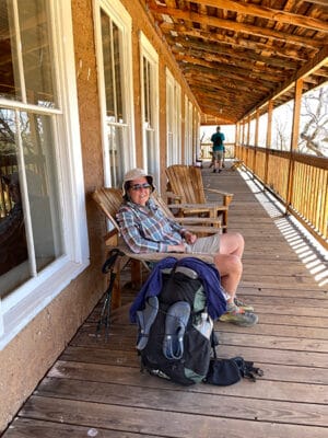 Sitting on the porch at Kentucky Camp on the AZT.