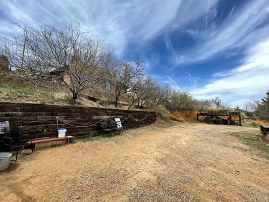 Outside the gate of High Jinks Ranch