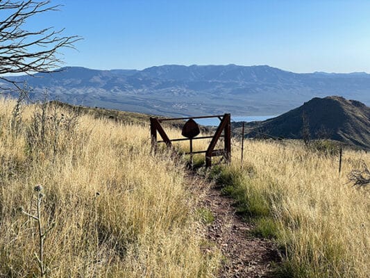 Gate on the Arizona Trail above Roosevelt Lake