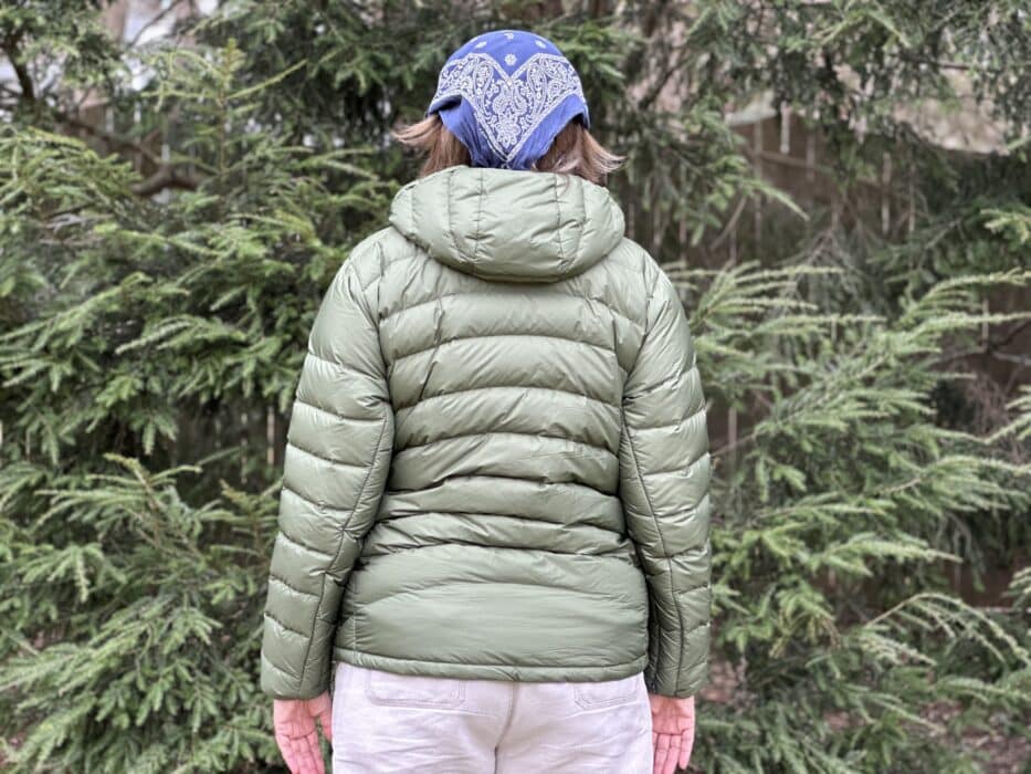 Back view of the Feathered Friend's Women's EOS jacket