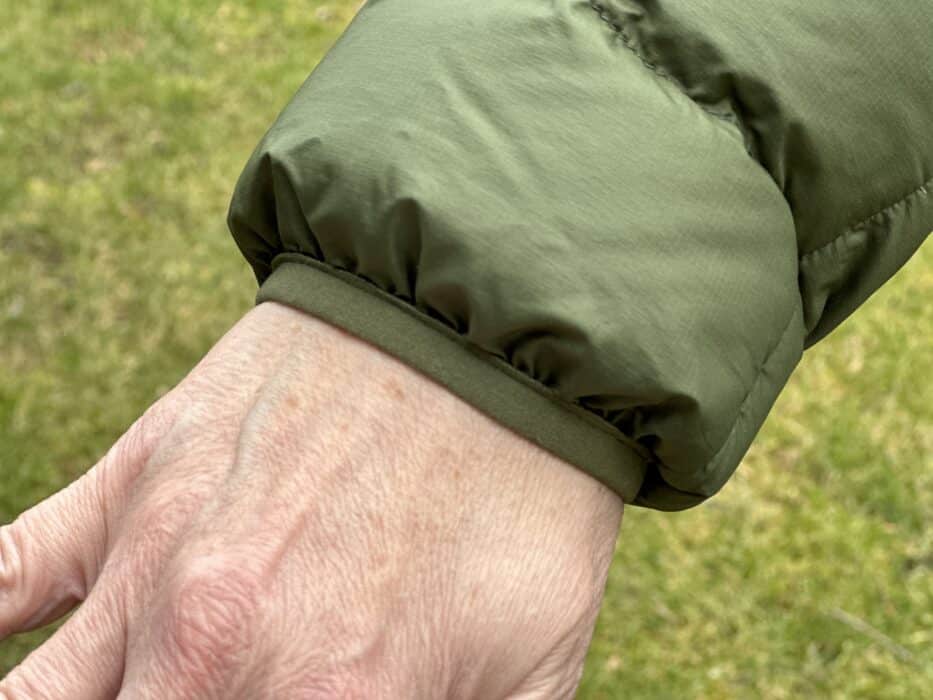 Cuff lycra on the Feathered Friend's Women's EOS jacket